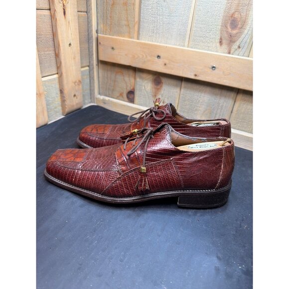 Stacy Adams Mens Genuine Snake & Leather Square Toe Dress Shoes 8.5 Brown main image 8